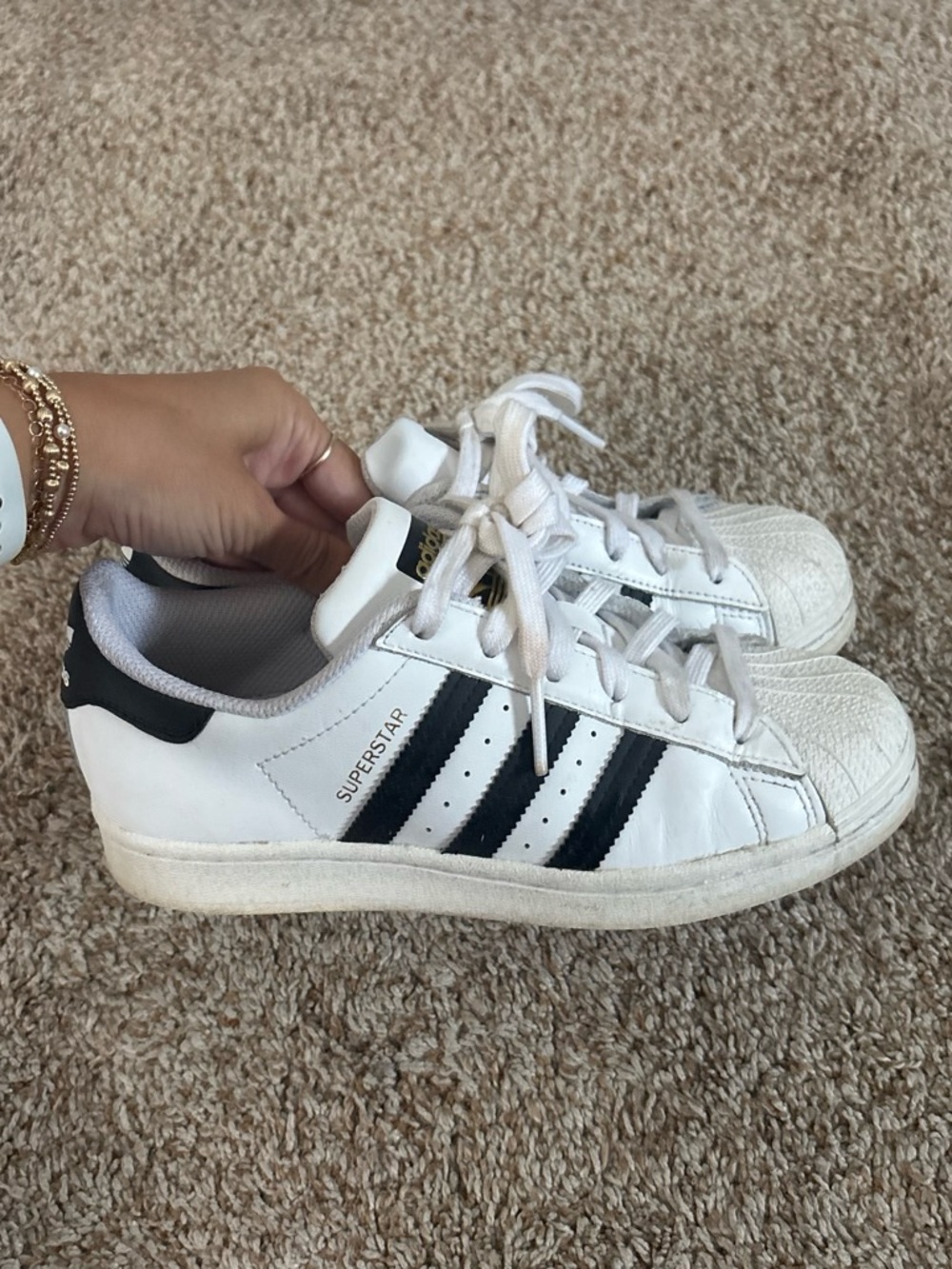 adidas Kids White Sneakers with Black Stripes